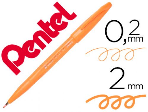 Caneta pincel pentel touch para caligrafia cor laranja , Pentel , 155841 , 4902506287229